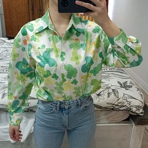 Vintage Shirt with Flower Pattern, MINT